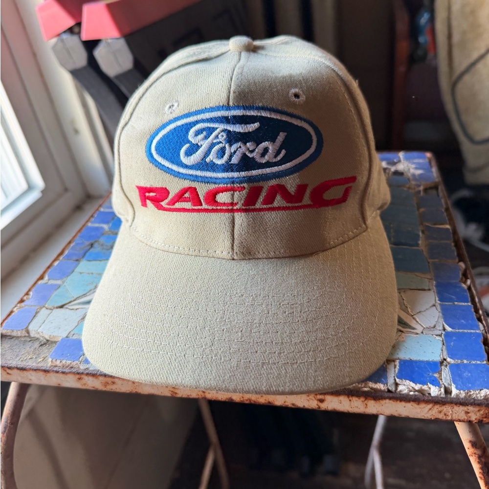 Ford Racing Beige Cap with Blue and Red Logo